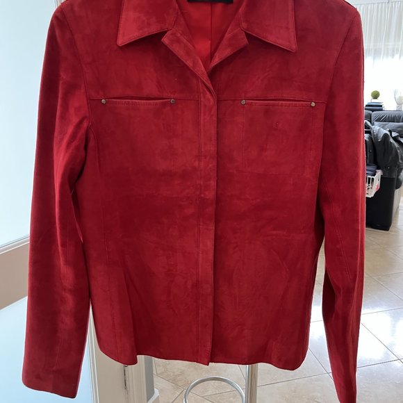 Elle Tahari Red Suede Jacket - Picture 4 of 12